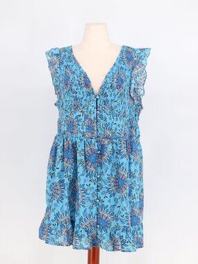 ANTHROPOLOGIE The Peregrine Flutter Mini Dress In Blue Size 2X